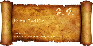 Hirs Iván névjegykártya