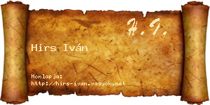 Hirs Iván névjegykártya